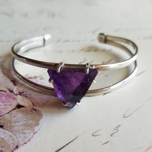 Amethyst and Silver Cuff Bracelet
